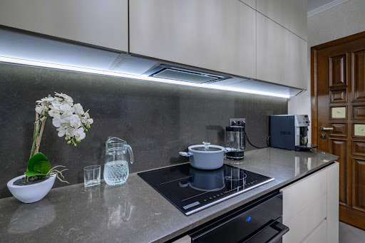 A Clean Stainless Steel Kitchen and Countertop